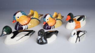 Sir Peter Scott for Beswick duck figures including large Mandarin model 1519-1, tallest 5cm