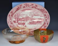Johnson Brothers Historic America 'Thanksgiving' oval platter, Wedgwood boxed 'Marrakech' glass
