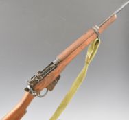 Deactivated Lee Enfield No 5 Mk I .303 bolt-action Jungle carbine rifle with adjustable pop-up