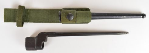 British number 4 Mk II spike bayonet with scabbard and frog dated 1946. PLEASE NOTE:- Before bidding