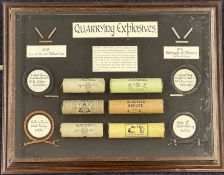 Nobel Dynamite display board decorated with Quarrying Explosives, Detonators and Shot-Firing