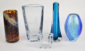 Five pieces of studio / art glass including Whitefriars, Mdina and Stromberg, some signed, largest
