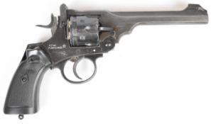 Webley Mk VI Service Revolver .177 CO2 air pistol with chequered composite grip and belt loop,