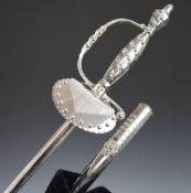 Court sword with cut steel hilt, and 80cm triangular blade, retailed by Ede & Ravenscroft,