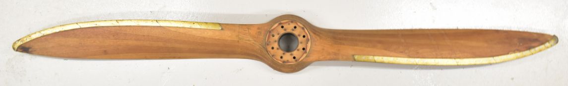 British WW2 wooden aircraft propeller with metal front edge marked ORG. No. DH5234/J/8, Gypsy Major,