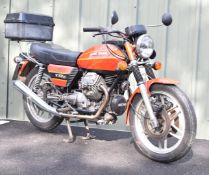 1979 Moto Guzzi V50 II 500cc V twin motorcycle registration number AVE 303V, with V5c. MOT expired