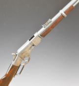 Winchester style Model 73 replica underlever-action rifle with wooden stock and forend and 21.5 inch