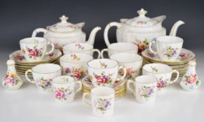 Royal Crown Derby teaware decorated in the Posies pattern, approximately 37 pieces, tallest 19cm
