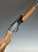 Mossberg 20 bore 3-shot pump-action shotgun with chequered semi-pistol grip and forend, vented rib