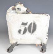 Lawson E. Rudge (b.1936) raku pottery Licking Flat Cow numbered 50, H24cm