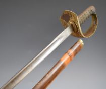 British Army 1897 pattern Infantry officer's sword with fishskin and wire bound grip, fold in guard,