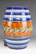 Royal Doulton art pottery Port barrel with letter 'P' and decoration in relief, H33cm