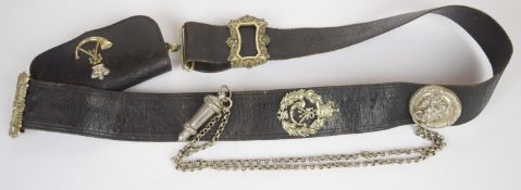 British Army Light Infantry Victorian shoulder belt and pouch in blackened leather with fittings