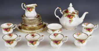 Royal Albert tea ware decorated in the Old Country Roses pattern, 23 pieces, tallest 20cm