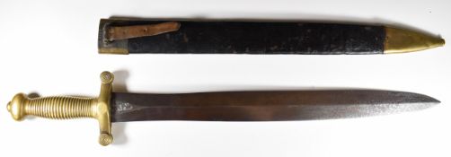 French 1831 patterned short sword with all brass hilt stamped 806 to crosspiece, maker's name and