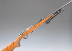BRNO Model 2-E-H .22 bolt-action rifle with chequered semi-pistol grip, multi-shot magazine, bi-pod,