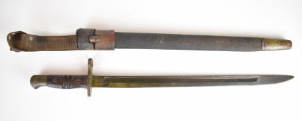 British 1913 pattern WW1 Remington bayonet with 42.5cm fullered blade, scabbard & frog. PLEASE