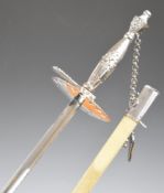 Early 18th / 19th century court sword with cut steel hilt, 75cm triangular blade, vellum or