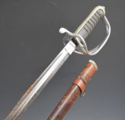 British Army 1821 pattern Royal Artillery officer's sword with fish skin and wire bound grip, Edward