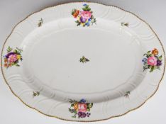 Coalport relief moulded oval meat plate with floral decoration, W42 x D32cm