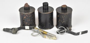 Three inert Russian RG42 hand grenades all with impressed text.
