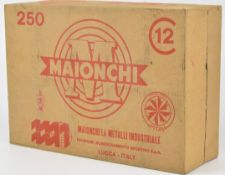 Two hundred and fifty 12 bore Maionchi steel trap 7 shot shotgun cartridges, all in original
