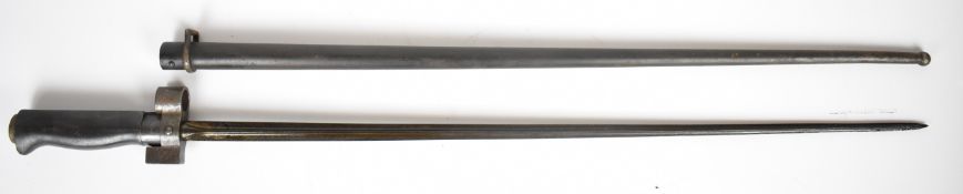 French WW1 Lebel bayonet without quillon, with 52cm cruciform blade and scabbard. PLEASE NOTE:-