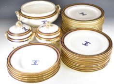 Minton 19thC / Aesthetic period dinner service with monogrammed / armorial enamelled decoration