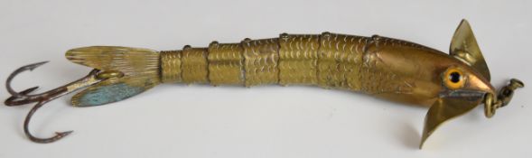 Gregory Superior flexible jointed bait fishing lure with glass eyes, probably the original