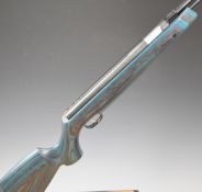 Weihrauch HW97K .177 underlever air rifle with blue laminated show wood stock, semi-pistol grip,