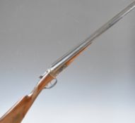 AYA No 3 12 bore side by side shotgun with named and border engraved locks, border engraved