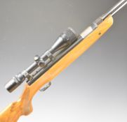 Weihrauch HW77 .22 underlever air rifle with chequered semi-pistol grip, raised cheek piece,