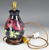 Moorcroft lamp decorated in the Anemone pattern, H28cm