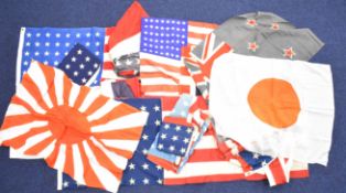 Collection of American Stars & Stripes flags and bunting, various sizes including a Valley Forge 3 x