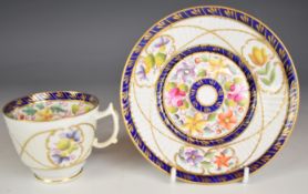 New Hall cabinet cup and saucer with relief moulded and floral decoration