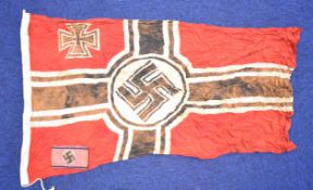 German WW2 Nazi Third Reich arm band and flag marked with swastika, Reichskriegsflg 1941 85 x 150,