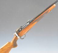 Parker-Hale .303 bolt-action rifle with chequered semi-pistol grip and forend, raised cheek piece,