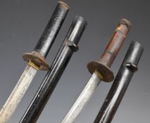 Two Japanese Samurai / short swords, longest blade 49cm, both with scabbards. PLEASE NOTE:- Before