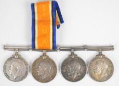 Four South Africa WW1 War Medals named to 2nd class W/O F.E.S Stollass, Pte A.W Catto, Pte E.