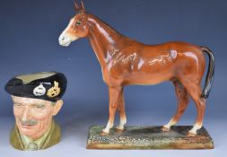 Royal Doulton Monty character jug and HN 2530 horse, tallest 32cm