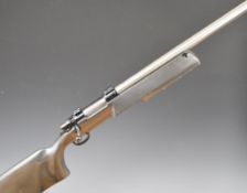 Interarms Mark X 6.5x55 bolt-action target rifle with semi-pistol grip, adjustable butt plate, scope