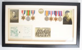 Two medal groups, the first comprising WW2 1939-1945 Star, France and Germany Star and Defence