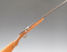 BSA .220 single barrelled bolt-action rifle with base for BSA No. 8 peep sight, fixed sights and