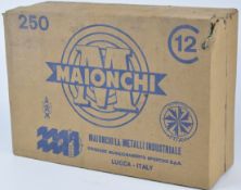 Two hundred and fifty 12 bore Maionchi lead free 28g 3 shot steel shotgun cartridges, all in