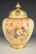 Royal Worcester lobed pedestal blush ivory pot pourri with inner and outer covers decorated with