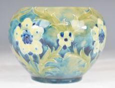 Moorcroft pedestal vase decorated in the late Florianware pattern, signed and impressed marks to