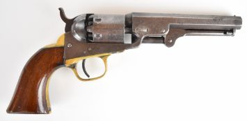 Colt .31 six-shot single action percussion pocket revolver with brass trigger guard and grip