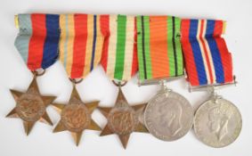 British WW2 Medal group of five comprising 1939-1945 Star, Africa Star, Italy Star, Defence Medal