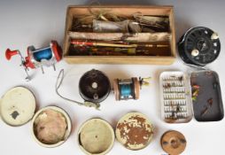 Hardy Fibalite spinning rod, 7/8lb, vintage fishing reels, lures and accessories including a Morritt