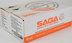 Two hundred and fifty 12 bore SAGA Export 34g 4 shot shotgun cartridges, all in original boxes.